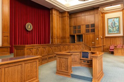 architectural photography of trial court interior view
