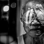 shallow focus of blind man photography